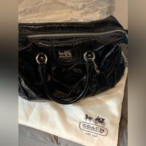 Vintage coach black patent leather handbag with dust bag included
